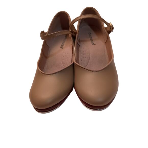 Capezio Women's Tap Dance Shoes, Kitten Heels, Leather, Tan Mary Janes Size 8 - Picture 8 of 8